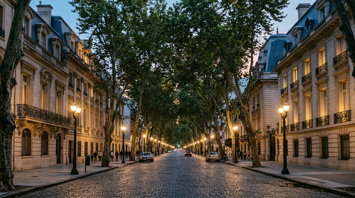 Avenida arbolada cerca del hotel en Buenos Aires